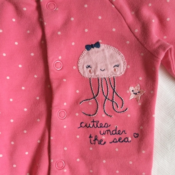 joe fresh under the sea snap sleeper footie pajamas 3 months baby girl - Picture 3 of 5